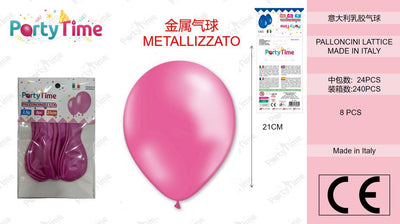 *BUSTA PALLONCINI GOMMA AM80 METALLIZZATO ROSA 8 PZ