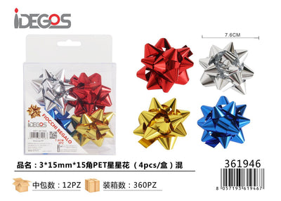 FIOCCO DA REGALO STELLE PET 3*15MM*15 4PZ