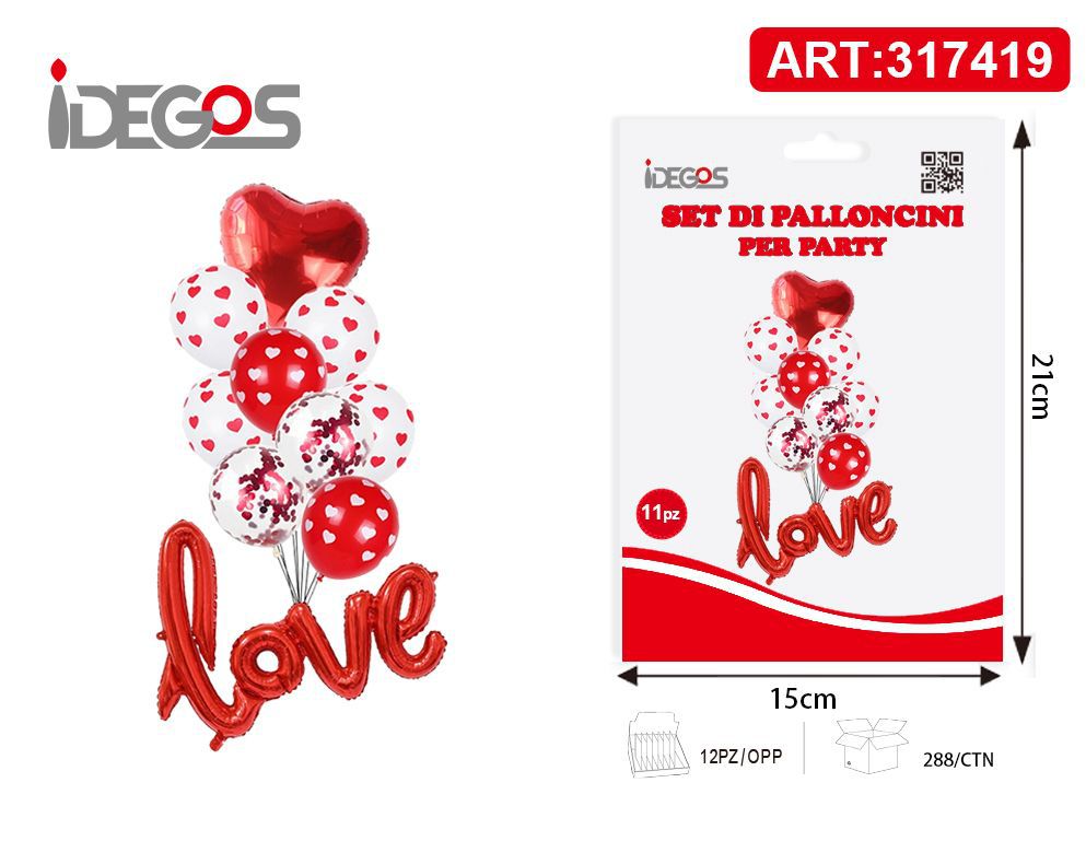 SET DI PALLONCINI ROSSO LOVE