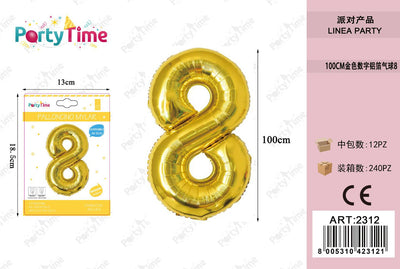 *100CM PALLONCINO ALLUMINIO ORO 8