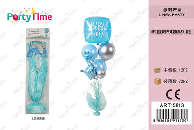 *CENTRO TAVOLA CON PALLONCINI 'BABY BOY' AZZURRO