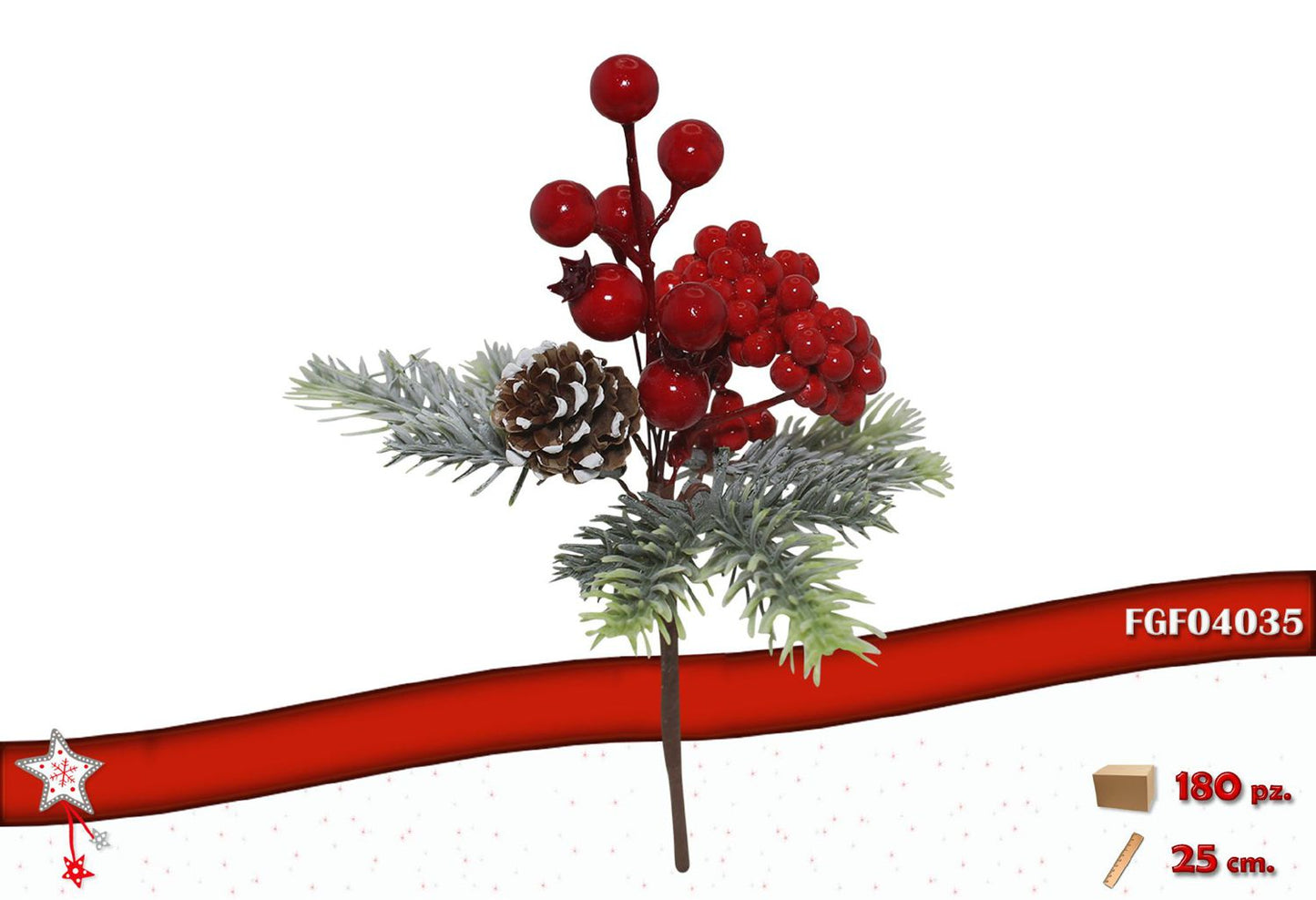 PICK CON BACCHE ROSSE E DECORAZIONI