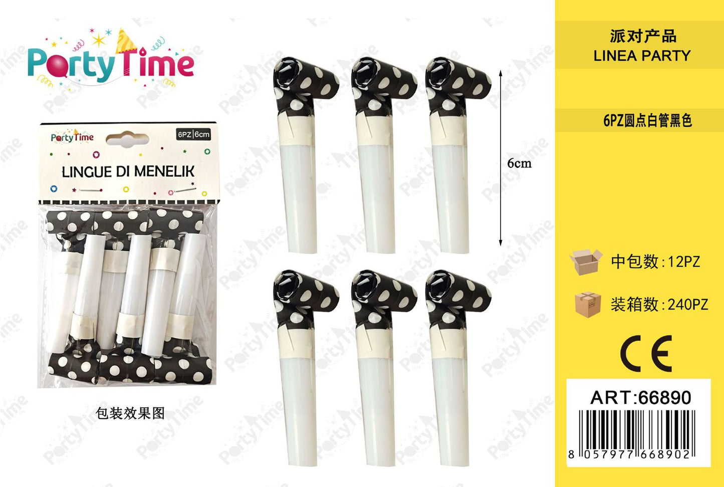 *LINGUE DI MENELIK 6PC 6CM NERO