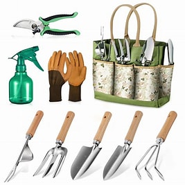 Set di attrezzi da giardino, set da 6 pezzi di utensili manuali da giardino di grande formato e robusti, strumenti di utilità classici e durevoli per coltivare e mantenere il tuo giardino